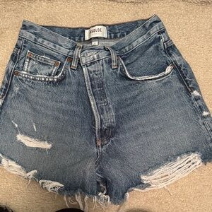 Agolde Distressed Blue Jean Shorts